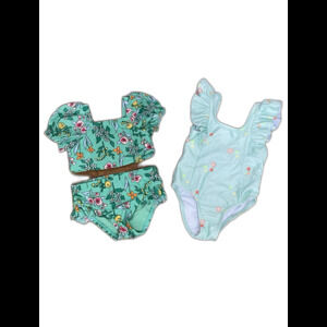 One Two Piece Bathing Swim Suits Swimming Beach Pool Floral Green 12 Mo Lot of 2